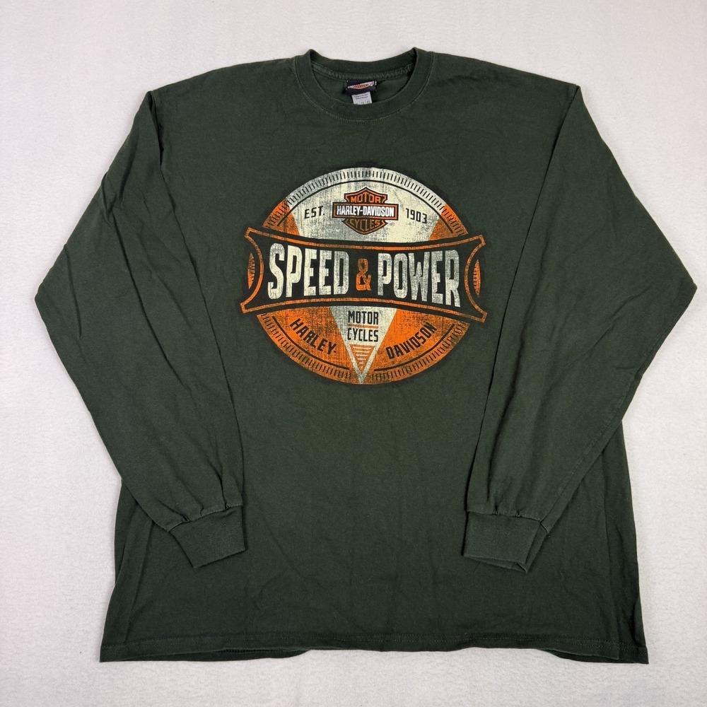 Harley Davidson Mens XL Green Speed‎ Power LS Adamec St Augustine FL Pirate